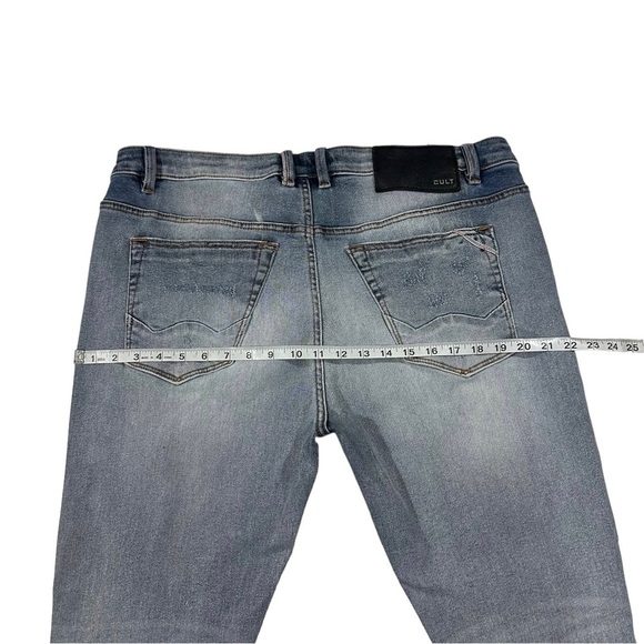 Cult of Individuality Punk Super Skinny Men Light Wash Jean Sz 40x32 Drip Ripped - Picture 11 of 16